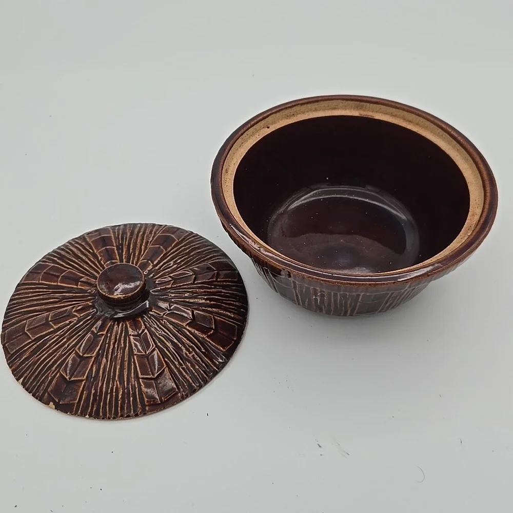 Vintage McCoy Pottery Brown Covered Bowl with Lid 6.5 Inch Baking Serving Dish